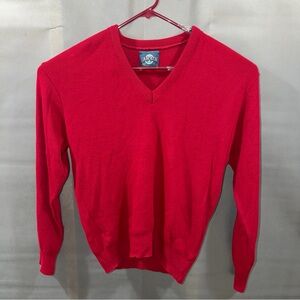 Vintage Jantzen Sweater Mens Large Red V Neck / Read Description